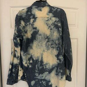 Solstice Sky Tie-Dye Denim Shirt with Buddha Design large/xlarge